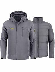Wantdo Men's 3-IN-1 Ski Jacket With Removable Liner For Mountaineering Grey 2XL
