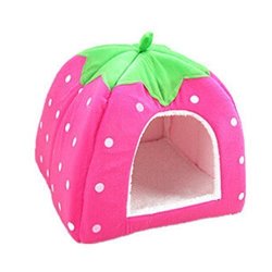 Shuohu Pet Dog Cat Puppy Strawberry Warm Bed Mat Kennel Basket - Pink M