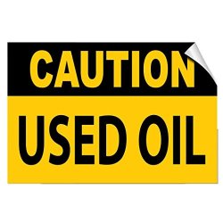Caution Used Oil Hazard Waste Label Decal Sticker Sticks To Any Surface