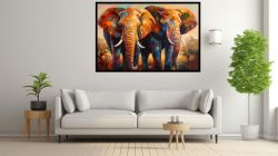 Canvas Wall Art - Elephants Walkingeabstract - A0381