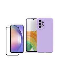 Silicone Phone Case & Screen Protector Combo For Samsung Galaxy A23-PURPLE