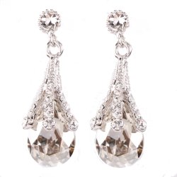 Civetta Spark Vintage Pear Earring Made Swarovski Silver Shade Crystal