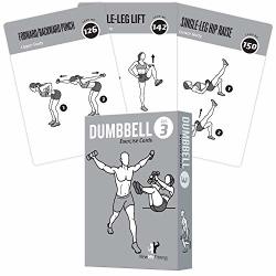 Exercise Cards Dumbbell Home Gym Strength Training Building Muscle Total Body Fitness Guide Workout Routines Bodybuilding Personal Trainer Large Waterproof Plastic 3.5"X5" Burn Fat