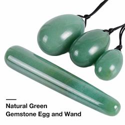 Cheng-store Jade Eggs Yoni Egg Massage Stone Set Natural Exercise Eggs Ball Healing Stones To Train Pelvic Muscle Training Exercise- Natural Green Aventurine Gemstone