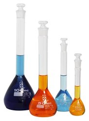 Vee Gee Scientific 202GK-004 Class A Volumetric Flask Glassware Kit In 4 Capacity Sizes Pack Of 4