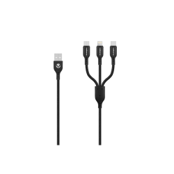 Volkano On-the-go 3 In 1 1M Braided Cable Black Ok