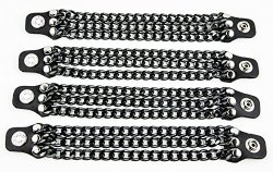 Black Chain Bikers Vest Extender Triple Chain For Mc Jacket Real Leather Snaps 6 Inch Long 4"