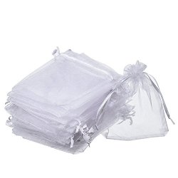 Mudder 50 Pack Organza Gift Bags Wedding Party Favor Bags Jewelry Pouches Wrap 4 X 4.72 Inches White