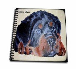 3DROSE LLC 3DROSE DB_78690_2 Pedigree Charm- Humor Dog Dogs Rottweiler Rottie Rotties Rottweilers Pups Puppy Puppies-memory Book 12 By 12