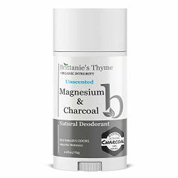 Brittanie's Thyme Natural Charcoal Deodorant With Magnesium - Gluten Free Vegan Cruelty Free For Men & Women Unscented