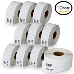 10 Rolls Dymo 30373 Compatible 7 8" X 15 16" Price Tag Rat Tail Style Thermal Film Labels Compatible With Dymo 450 450 Turbo 4XL And Many More