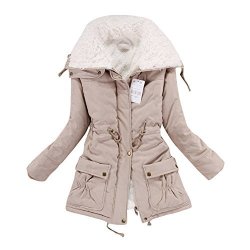 Aro Lora Women's Winter Warm Faux Lamb Wool Coat Parka Cotton Outwear Jacket Us Large Khaki
