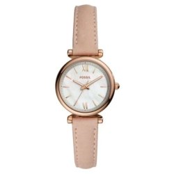 Fossil Carlie MINI Rose Gold Round Leather Women's Watch ES4699
