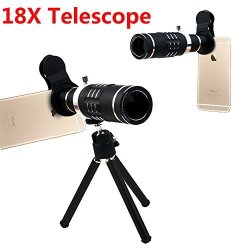 Hangang Camera Lens Cell Phone Camera Lens 18X Metal Telescope Tube For Iphone And Other Smartphones Including 18X Zoom Telephoto Lens+tripod+bag+lens Cap+lens Cleaning Cloth+universal