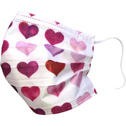3 Ply Disposable Surgical Face Masks Water Colour Hearts Pack Of 50 - 1KGS