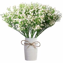 Supla Pack 2 Baby's Breath Artificial 14 Forks,Total of 882 White Blooms  Babys Breath Bulk Flower Bush Gypsophila Artificial in White -15.7 Tall  for