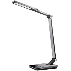 TaoTronics TT-DL050 Stylish Metal LED Desk Lamp With Fast Wireless Charger 5V 2A USB Port 5 Color Modes 6 Brightness Levels Touch Control Timer Night