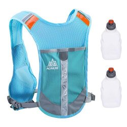 Triwonder Reflective Running Vest Hydration Vest Hydration Pack Backpack For Marathoner Running Race Cycling Blue - With 2 Water Bottles