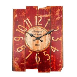 Antique Art Wall Clock Wood Vintage Clock Retro Home Office Cafe Bar Decor Red