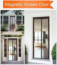 Lefulyn Magnetic Screen Door Mesh Curtain Full Frame Velcro Fits Door Size Up To 34" 82" Max Screen Door Keep Bugs Fly Out