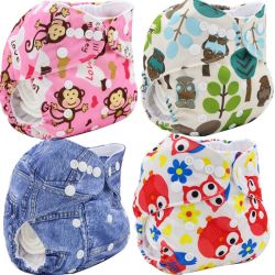 Baby Diaper Cover Wrap Cartoon Print Reusable Baby Cloth Diapers - K7