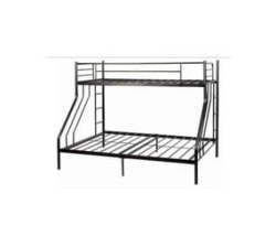 Bunk Bed Steel - Single Top Double Bottom - Black - Tri-bunk - Metal Frame Bunker - Durable