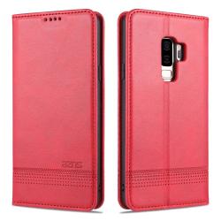 For Samsung Galaxy S9 Magnetic Calf Texture Horizontal Flip Leather Case With Card Slots & Holder & Wallet Red