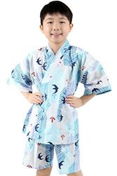 Komesichi Boy's Japanese Jinbei Kimono Swallow PURPLE 120CM
