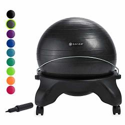 Gaiam Classic Backless Balance Ball Chair - Exercise Stability Yoga Ball Premium Ergonomic Chair For Home And Office Desk With Air Pump Exercise Guide