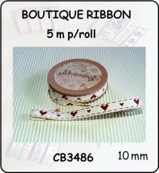 The Velvet Attic - Boutique Ribbon Printed Cotton Roll - Hearts - 15mm X 5m
