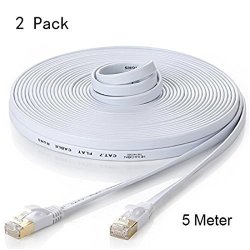 CAT7 Network Line Ethernet Cable Supports CAT6 CAT5E CAT5 Standards 550MHZ 10GBPS - RJ45 Computer Networking Cord 2 Pack 5 Meters
