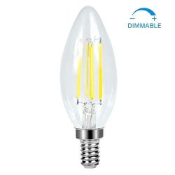 LED Candelabra Bulbs E12 Base Dimmable LED Bulbs Halogen Replacement 2700K Warm White 6W Filament Candle Light Bulbs 60W Equivalent 1 Pack