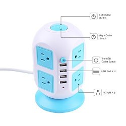Yufeng 8 Outlet 4USB Surge Protector Power Strip Blue