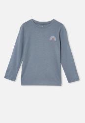 Cotton On Penelope Long Sleeve Tee - Steel rainbow Front And Back