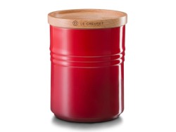 Le Creuset Extra Large Stoneware Storage Jar With Wooden Lid Cerise