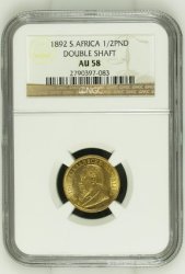 Rare 1 2 Pond 1892 Zar Gold 1 2 Pond Double Shaft Au58 Ngc Graded Herns In Unc R60 000