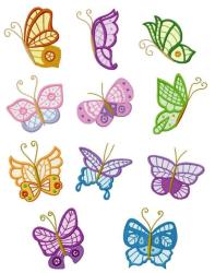 Machine Embroidery Design Set - Lacy Butterflies 11 In The Set