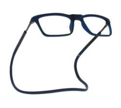 Rectangular Magnetic Blue Blocking Reading Glasses Navy +3.50