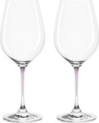Clear Wine Glass With Purple Stem La Perla Set Of 2