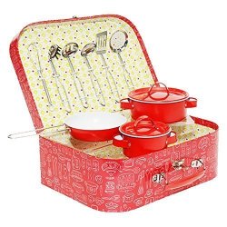 Role Play Utensils Set T For Children - Great Tin Kitchen Utensils Set For Girls And Boys - Stunning Alternative To A Wooden Toy