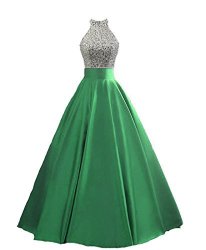 Heimo Women's Sequined Keyhole Back Evening Party Gowns Beaded Formal Prom Dresses Long H123 8 Green
