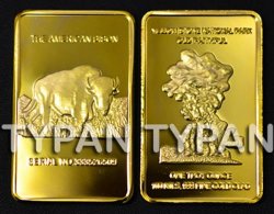 Yellow Stone National Park American Bison 24k Gold Clad Bullion Bar + Medallion