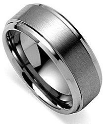 King Will Basic Men's Tungsten Carbide Ring 8MM Polished Beveled Edge Matte Brushed Finish Center Wedding Band 4
