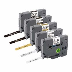 5 Pack Replace For Brother P Touch Label Tape Tze 231 931 831 334 335 Black On White silver gold White gold On Black Tz Laminated Tape