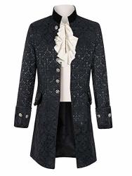 Mens Steampunk Victorian Medieval Jacket Pirate Costume Viking Renaissance Formal Tailcoat Gothic Victorian Tuxedo Coats