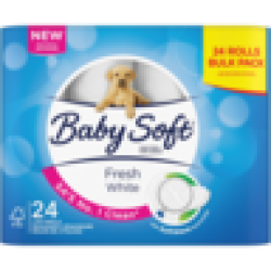 Baby Soft Fresh White 2 Ply Toilet Tissue 24 Pack