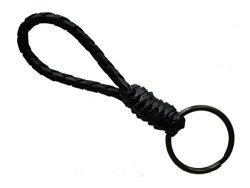 Braided Leather Keychain Key Fob - 4" Length