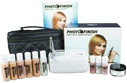 Photo Finish Professional Airbrush Cosmetic Makeup System Kit Fair To Medium Shades 5pc Foundation Set With Blush Concealer Shimmer Primer And Silica Finishing