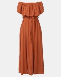 LEGIT Bardot Woven Maxi Dress Rust ...