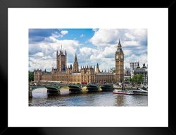 Big Ben And The House Of Parliament London Photo Matted Framed Art Print Wall Decor 26X20 Inch